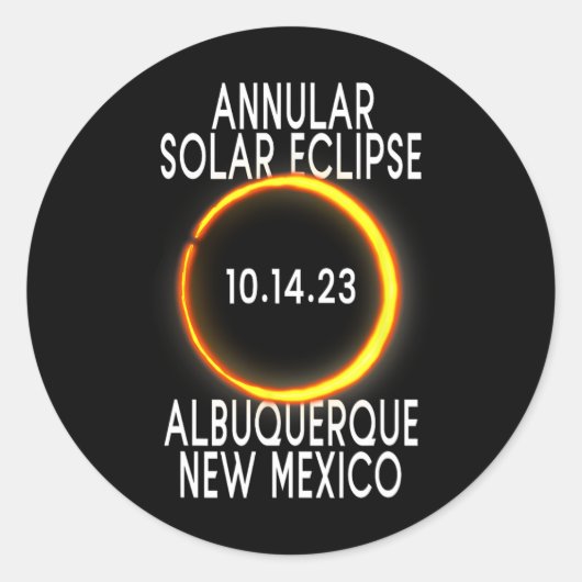 Annular Solar Eclipse T - Albuquerque New Mexico Runder Aufkleber (Vorderseite)