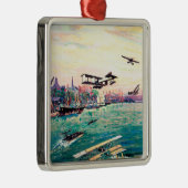 Annulliertes Floss-Flugzeug-förderndes Plakat Ornament Aus Metall (Rechts)