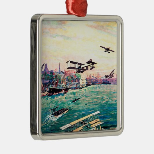 Annulliertes Floss-Flugzeug-förderndes Plakat Ornament Aus Metall (Rechts)