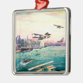 Annulliertes Floss-Flugzeug-förderndes Plakat Ornament Aus Metall (Links)