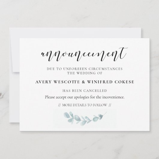 Annullierungsanzeige für Wasserfarben Einladung (Vorderseite)