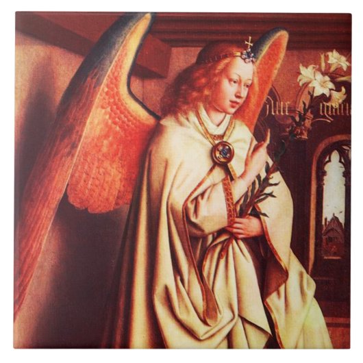 ANNUNCIATION ANGEL Archangel Gabriel, Jan Van Eyck Fliese (Vorderseite)