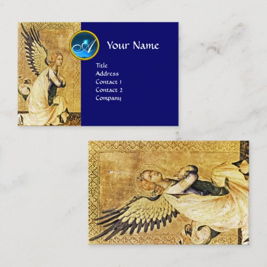 ANNUNCIATION ANGEL Blue Sapphire Gem Monogram Visitenkarte (Vorne/Hinten)