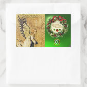 ANNUNCIATION ANGEL MONOGRAM, Green Emerald Rechteckiger Aufkleber (Tasche)