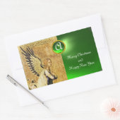 ANNUNCIATION ANGEL MONOGRAM, Green Emerald Rechteckiger Aufkleber (Umschlag)