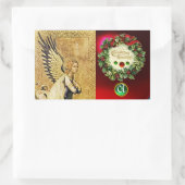ANNUNCIATION ANGEL MONOGRAM, Ruby Green Emerald Rechteckiger Aufkleber (Tasche)