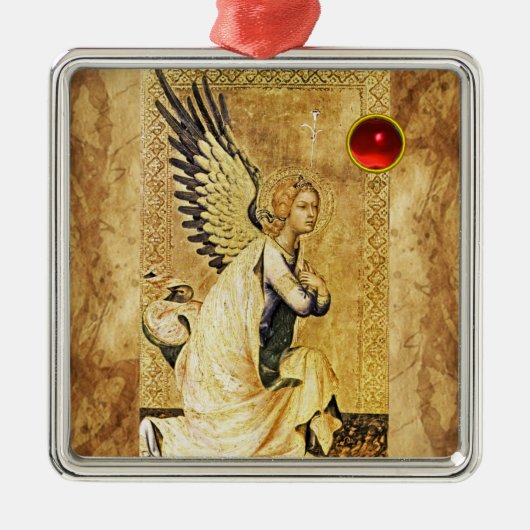 ANNUNCIATION ANGEL Red Ruby Silbernes Ornament (Vorne)
