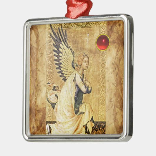 ANNUNCIATION ANGEL Red Ruby Silbernes Ornament (Links)