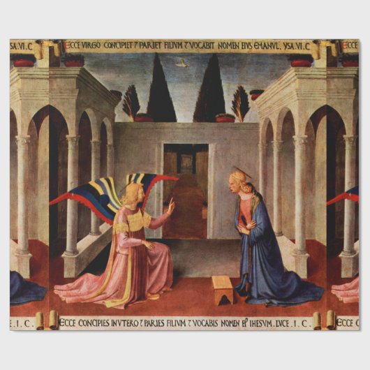 ANNUNCIATION by Fra Beato Angelico Weihnachten Geschenkpapier (Flach)