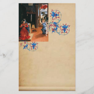 ANNUNCIATION by Lorenzo Lotto, Blumenparchment Briefpapier