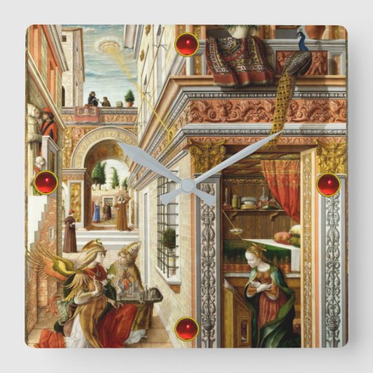 Annunciation ,Saint Emidius and an UFO Quadratische Wanduhr (Vorderseite)