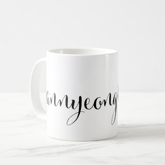 annyeonghaseyo Good Morning Koreanische Tasse (Vorderseite Links)