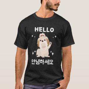 Annyeonghaseyo Kawaii Niedlich Shih Tzu sagt Hallo T-Shirt