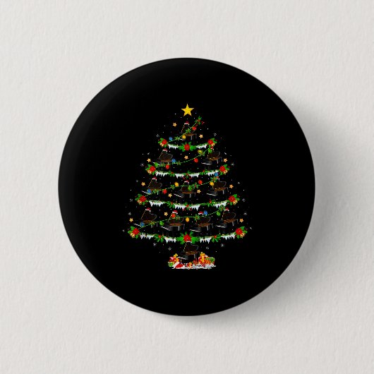 Ano Christmas Tree Lights Music Lover Musical Xmas Button (Vorderseite)