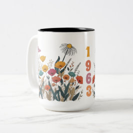 Año de nacimiento de las mujeres de flores silvest zweifarbige tasse