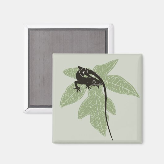 Anole Lizard am Leaf - Design 2 Magnet (Vorderseite/Rückseite)