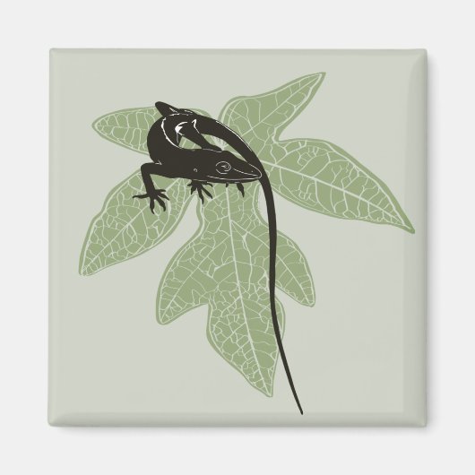 Anole Lizard am Leaf - Design 2 Magnet (Vorne)