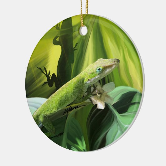 Anole Lizard Keramik Ornament (Links)
