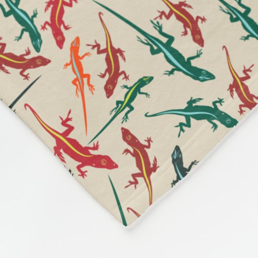 Anole Lizards Red Green Orange Pattern Fleecedecke (Ecke)