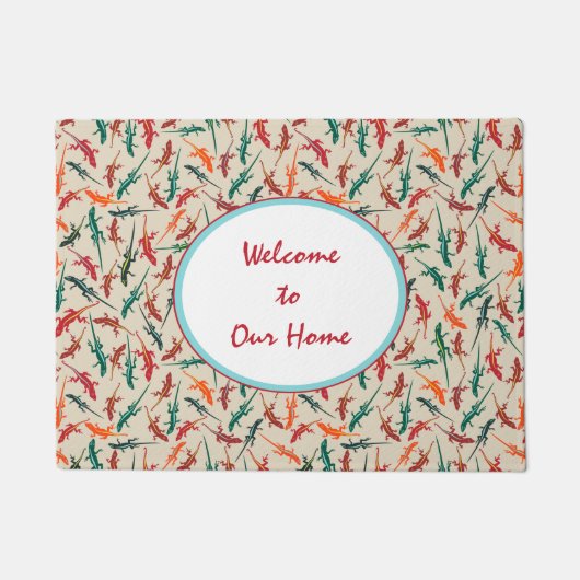 Anole Lizards Red Green Orange Pattern Fußmatte (Vorderseite)