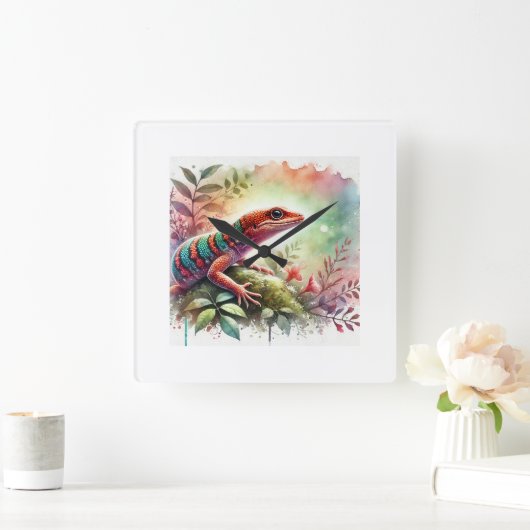 Anolis de rueda 100724AREF114 - Watercolor Quadratische Wanduhr (Zuhause)