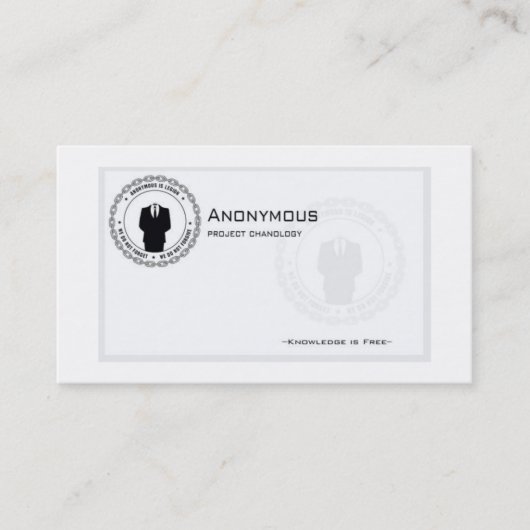 Anons-Geschäft-Karte Visitenkarte (Vorderseite)
