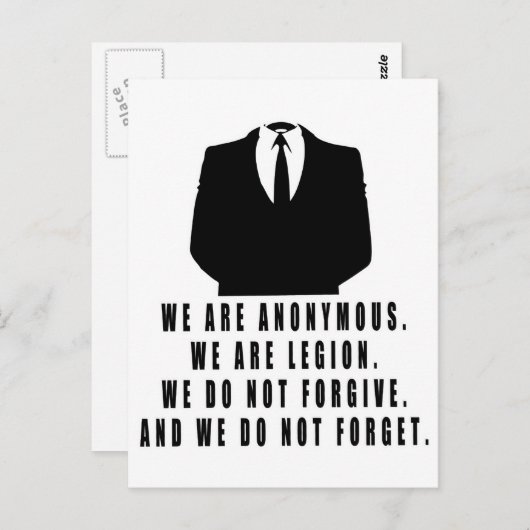 anonym postkarte (Vorne/Hinten)