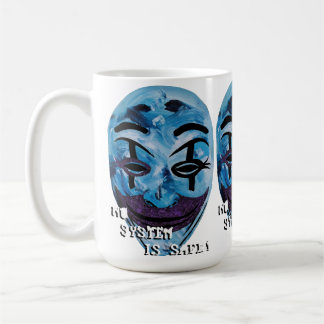 Anonym unmaskiert kaffeetasse