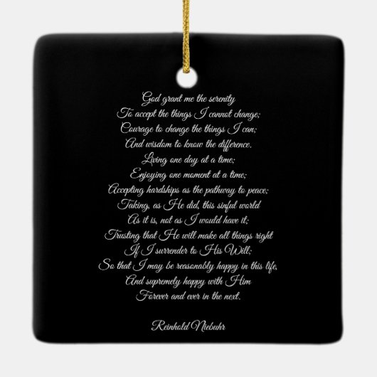 Anonyme Anführungsbotschaft elegant schwarz Keramikornament (Rückseite)