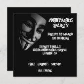 Anonyme Party-Gewohnheits-Einladungen Einladung (Vorne/Hinten)