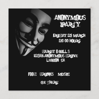 Anonyme Party-Gewohnheits-Einladungen Einladung