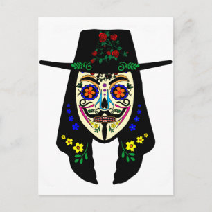 ANONYME Tag des Toten 6 Anon Maske Zuckerschädel Postkarte