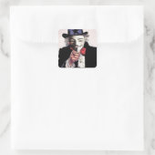 Anonyme woll quadratischer aufkleber (Tasche)