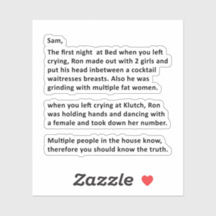 Anonymer Brief an Sammi Aufkleber