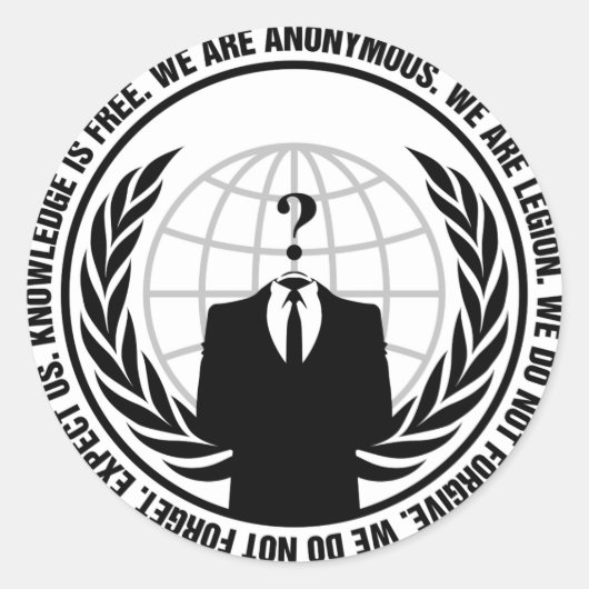 Anonymes Abzeichen Runder Aufkleber (Vorderseite)