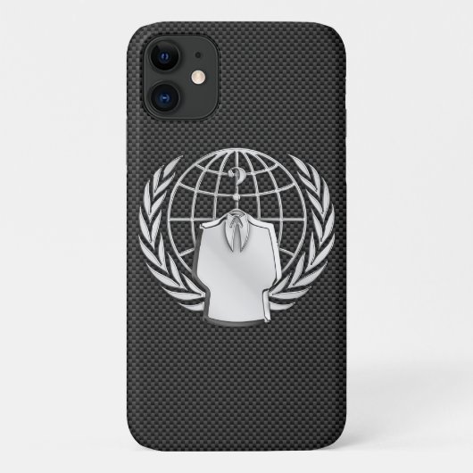 Anonymes Chrom auf Kohlenstoff-Faser Case-Mate iPhone Hülle (Rückseite)