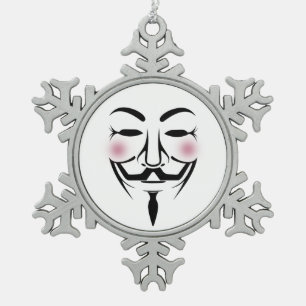 Anonymisierungsmaske vendetta Hacker Cyber-Interne Schneeflocken Zinn-Ornament