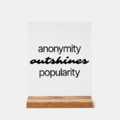 Anonymität Akrylic-Zeichen Acrylschild (Vorderseite)
