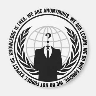 anonymous logo with slogan magnet