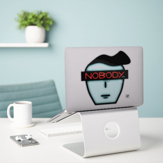Anonymous nobody's face v1 aufkleber (Laptop auf Schreibtisch)