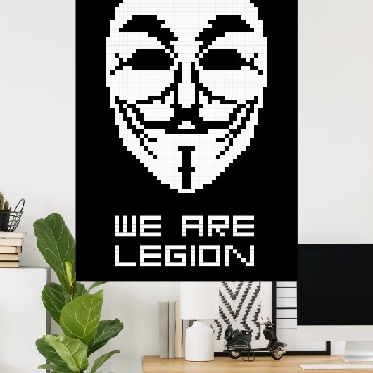 Anonymous Wir sind Legion Pixel Art Poster (Heimbüro)