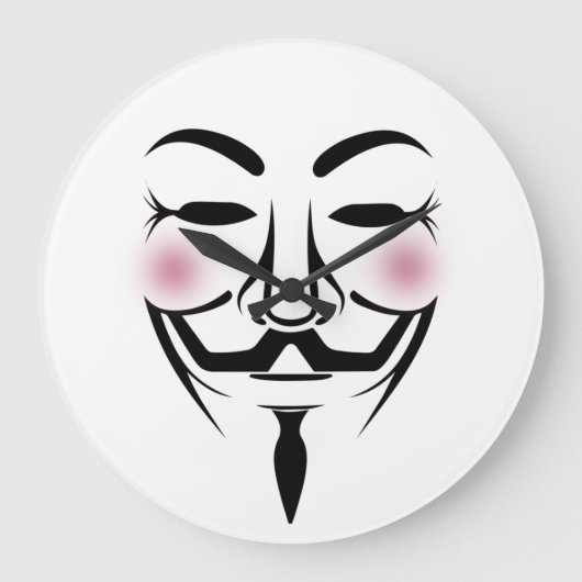 anonymus mask vendetta hacker cyber internet hackt große wanduhr (Vorderseite)