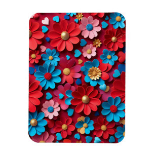 Anordnung von Blumen und Herzen Magnet
