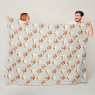 Anordnung von isometrischen Bänken mit Marmortextu Fleecedecke