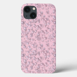 Anordnungen von weiß-rosa Perlen auf rosa Samt Case-Mate iPhone Hülle
