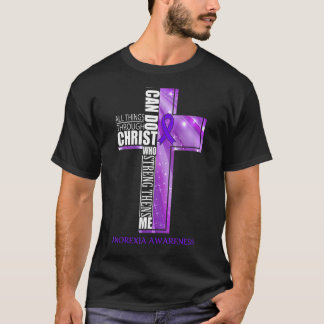 Anorexie Bewusstsein Christliche Cross Ribbon T-Shirt
