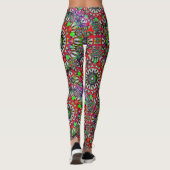 Anormale rote grüne farbige Kaleidoskop mandala Leggings (Rückseite)