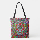 Anormale rote grüne farbige Kaleidoskop mandala Tasche (Rückseite)