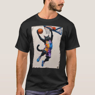 Another black cat dunking a basketball! T-Shirt