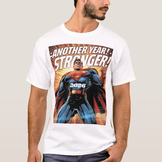 Another Year Stronger! Superhero New Year Design w T-Shirt (Vorderseite)